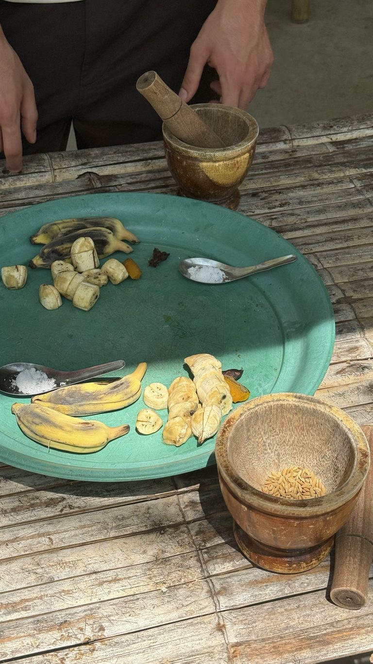 Fruits préparés pour nourrir les éléphants au sanctuaire de Khao Lak