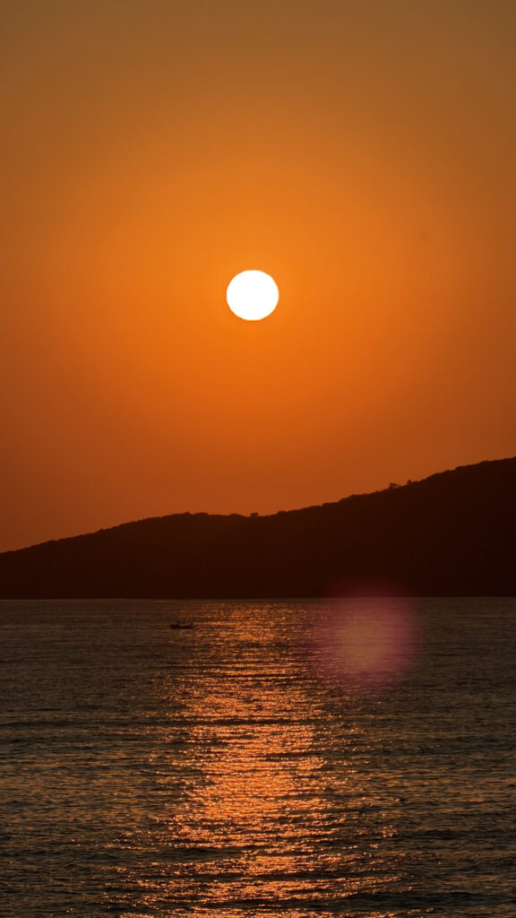 Coucher de soleil vu depuis le restaurant Bogazici Deniz à Bodrum