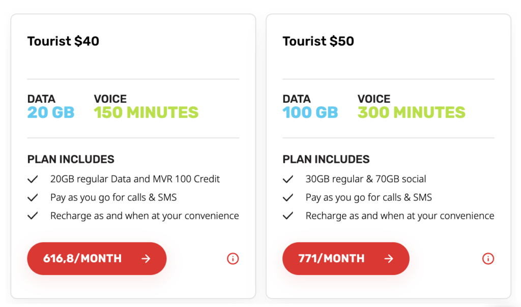 Forfait touriste Ooredoo aux Maldives : 100 Go pour 50 $
